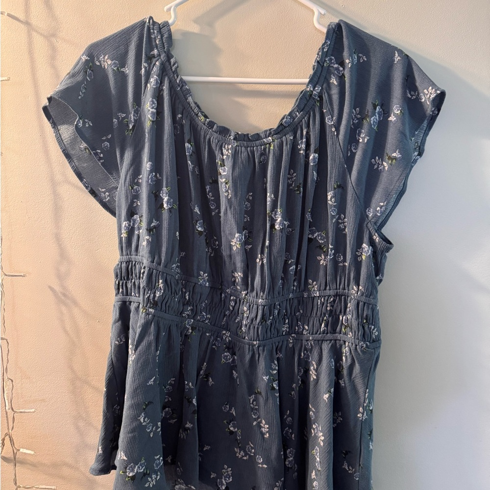 Torrid Blue Floral Blouse